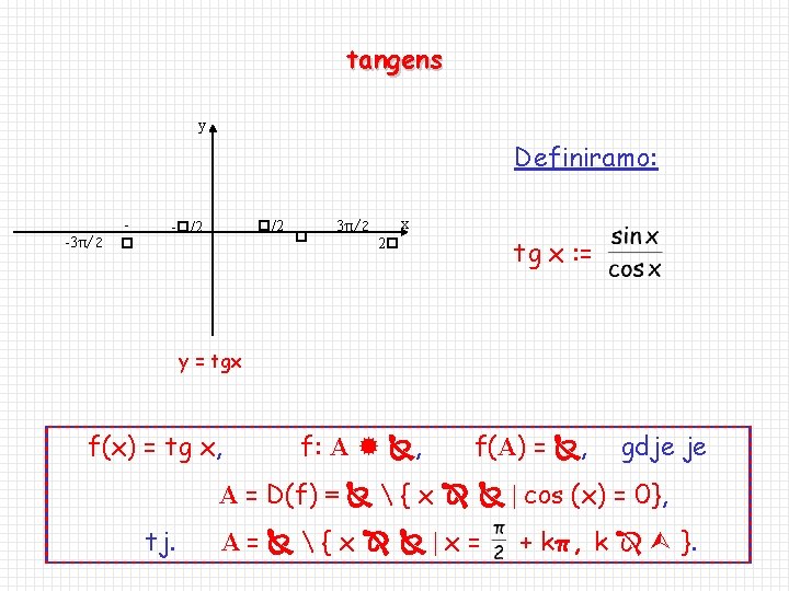 tangens y Definiramo: -3π/2 /2 - /2 3π/2 x tg x : = 2