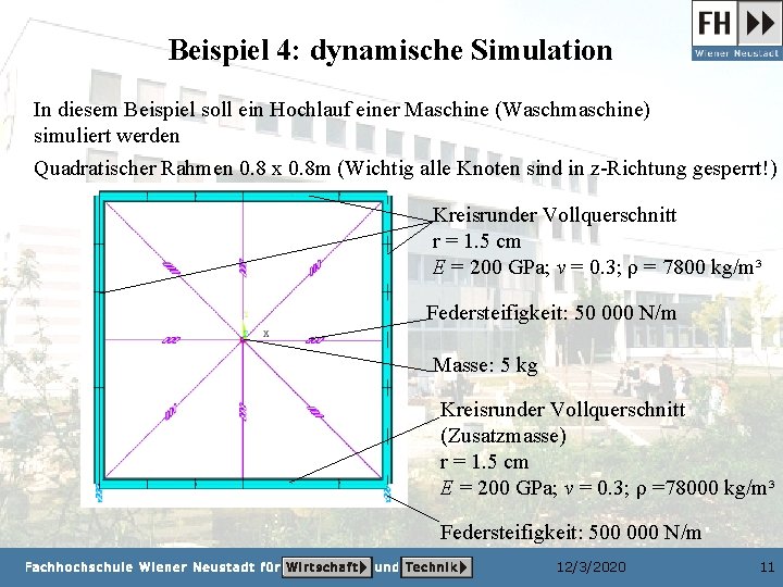 Beispiel 4: dynamische Simulation In diesem Beispiel soll ein Hochlauf einer Maschine (Waschmaschine) simuliert