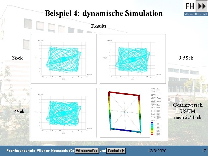 Beispiel 4: dynamische Simulation Results 3 Sek 3. 5 Sek Gesamtversch USUM nach 3.