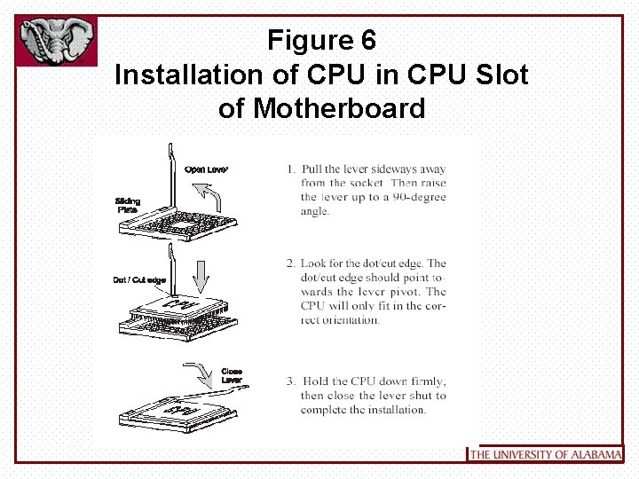 Figure 6 Installation of CPU in CPU Slot of Motherboard 