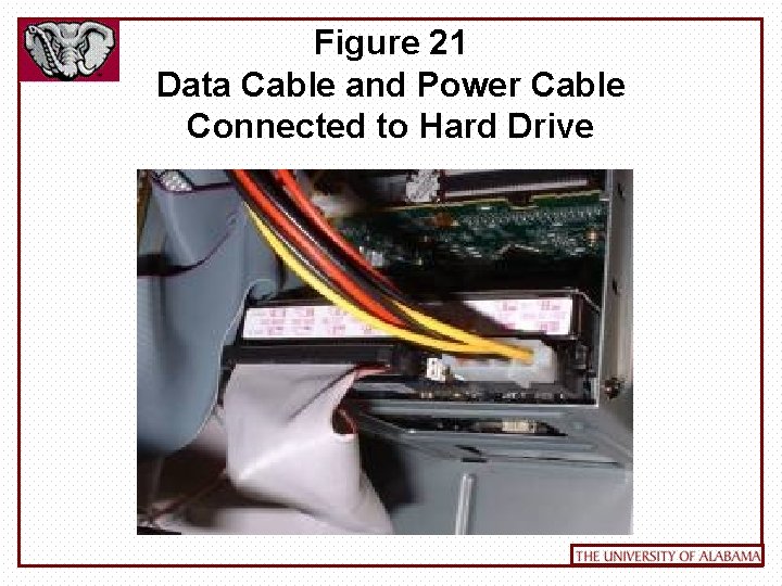 Figure 21 Data Cable and Power Cable Connected to Hard Drive 