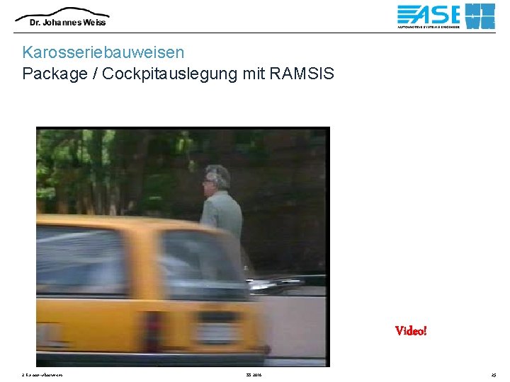 Karosseriebauweisen Package / Cockpitauslegung mit RAMSIS Video! 2 Karosseriebauweisen SS 2016 25 