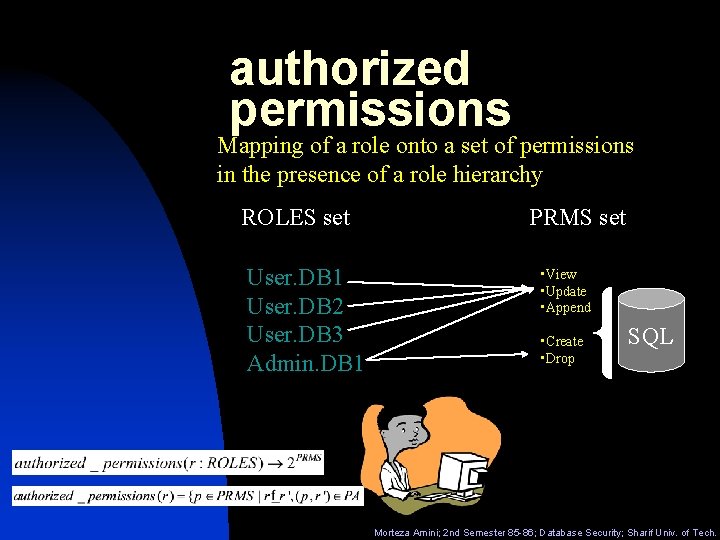 authorized permissions Mapping of a role onto a set of permissions in the presence