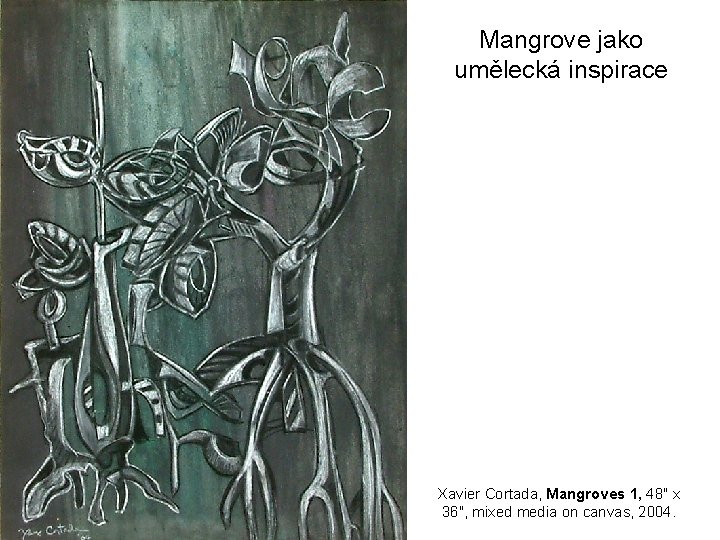 Mangrove jako umělecká inspirace Xavier Cortada, Mangroves 1, 48" x 36", mixed media on