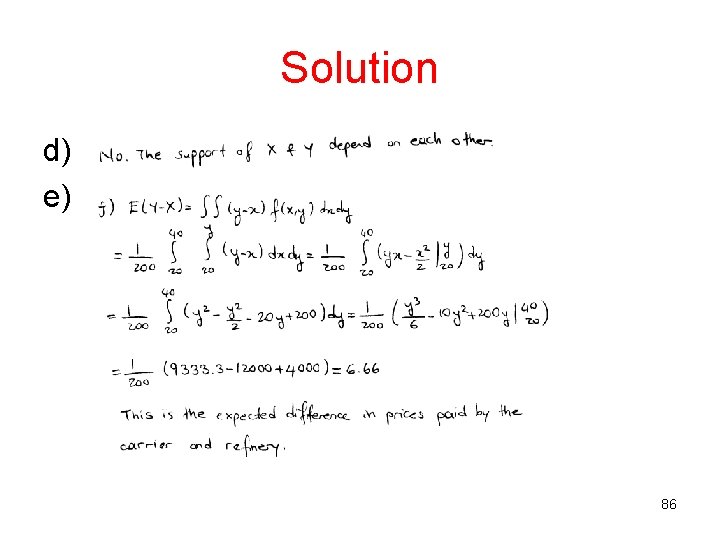 Solution d) e) 86 