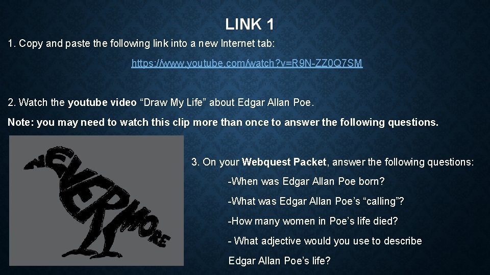 LINK 1 1. Copy and paste the following link into a new Internet tab: