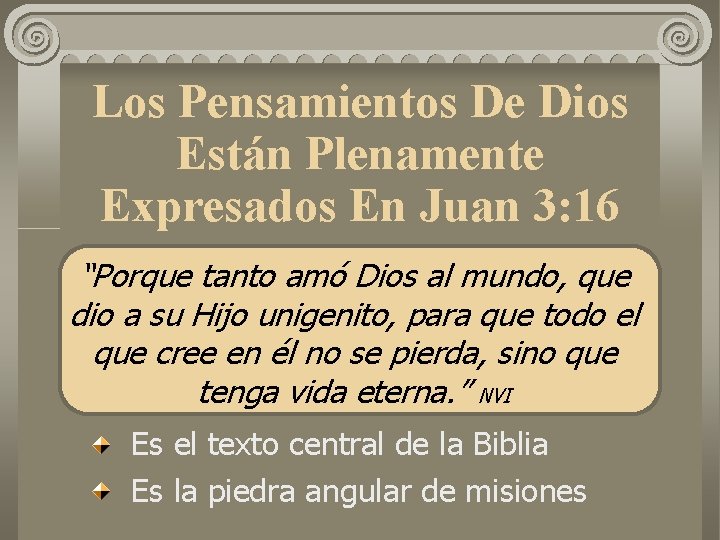 Los Pensamientos De Dios Están Plenamente Expresados En Juan 3: 16 “Porque tanto amó