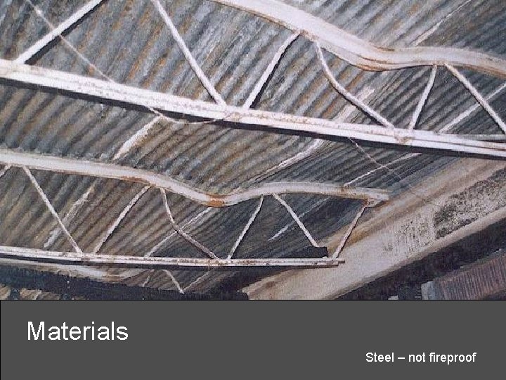 Materials Steel – not fireproof 