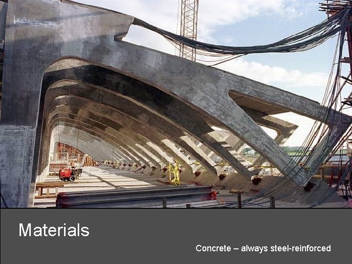 Materials Concrete – always steel-reinforced 