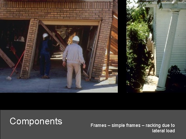 Components Frames – simple frames – racking due to lateral load 
