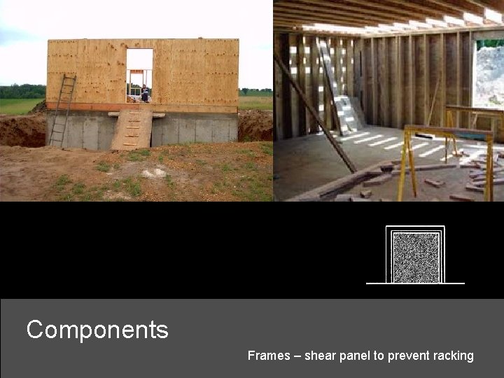 Components Frames – shear panel to prevent racking 