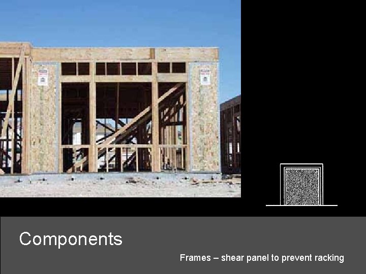 Components Frames – shear panel to prevent racking 