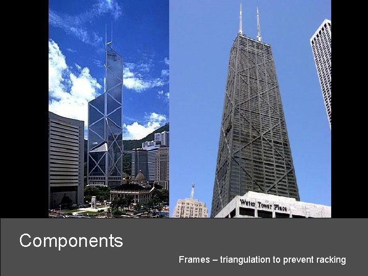 Components Frames – triangulation to prevent racking 