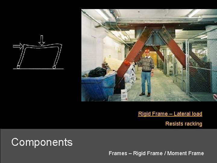 Rigid Frame – Lateral load Resists racking Components Frames – Rigid Frame / Moment