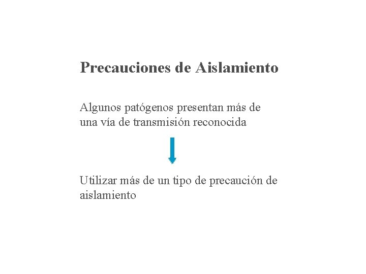 Precauciones de Aislamiento Algunos patógenos presentan más de una vía de transmisión reconocida Utilizar