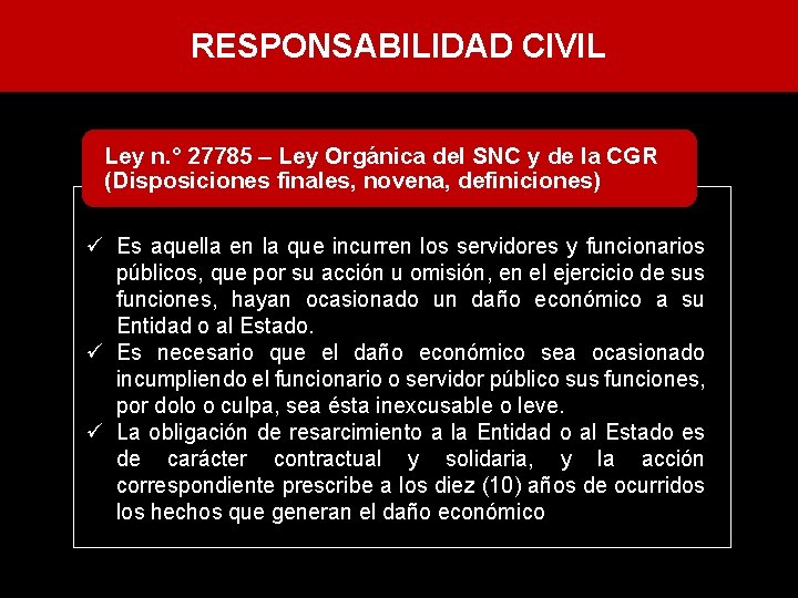 RESPONSABILIDAD CIVIL Ley n. ° 27785 – Ley Orgánica del SNC y de la