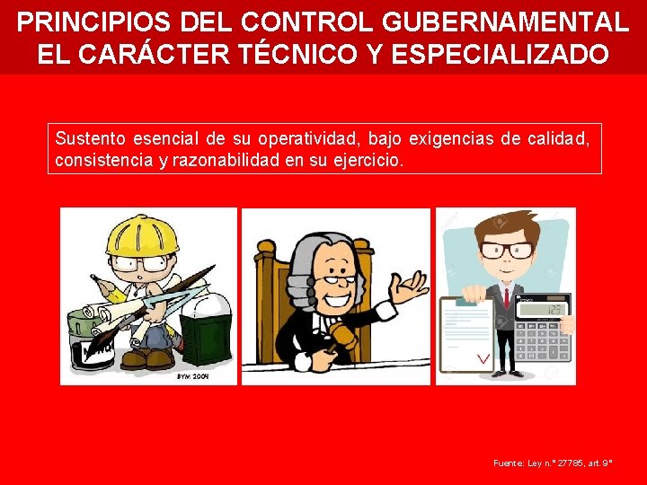 PRINCIPIOS DEL CONTROL GUBERNAMENTAL EL CARÁCTER TÉCNICO Y ESPECIALIZADO Sustento esencial de su operatividad,
