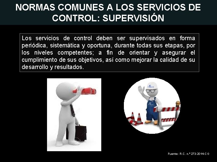 NORMAS COMUNES A LOS SERVICIOS DE CONTROL: SUPERVISIÓN Los servicios de control deben ser