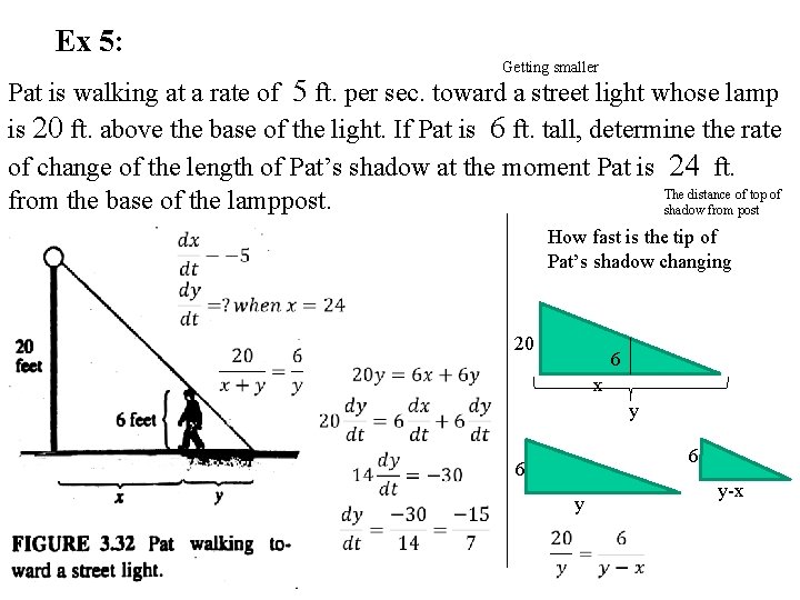 Ex 5: Getting smaller Pat is walking at a rate of 5 ft. per