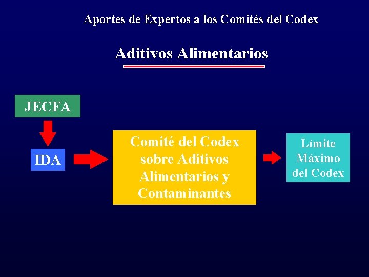 Aportes de Expertos a los Comités del Codex Aditivos Alimentarios JECFA IDA Comité del