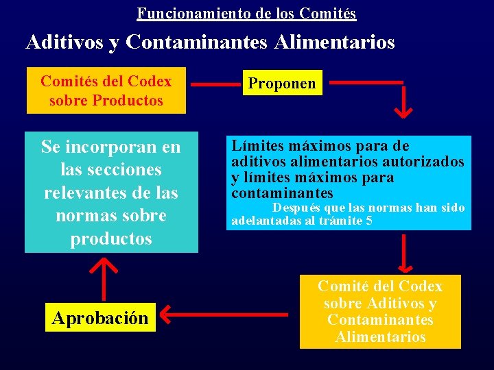 Funcionamiento de los Comités Aditivos y Contaminantes Alimentarios Comités del Codex sobre Productos Se