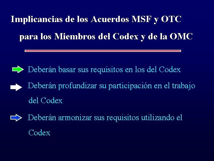 Implicancias de los Acuerdos MSF y OTC para los Miembros del Codex y de