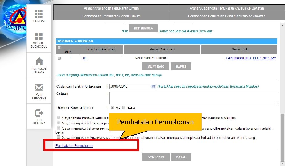 Pembatalan Permohonan 22 