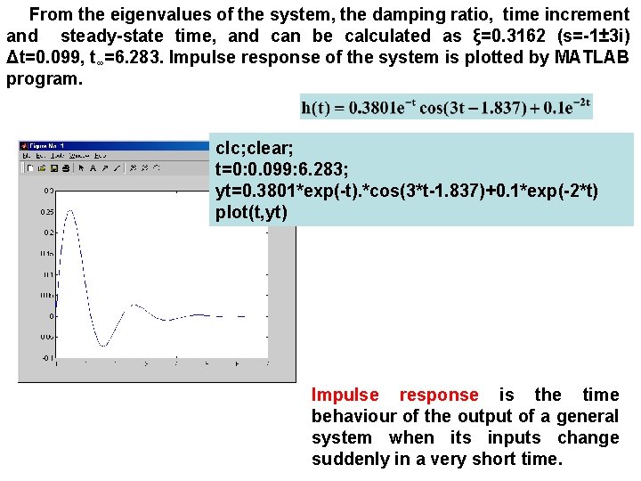 From the eigenvalues of the system, the damping ratio, time increment and steady-state time,