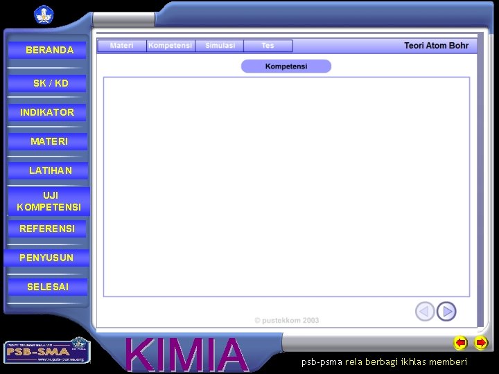 BERANDA SK / KD INDIKATOR MATERI LATIHAN UJI KOMPETENSI REFERENSI PENYUSUN SELESAI psb-psma rela
