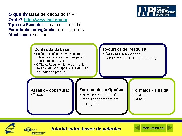 O que é? Base de dados do INPI Onde? http: //www. inpi. gov. br