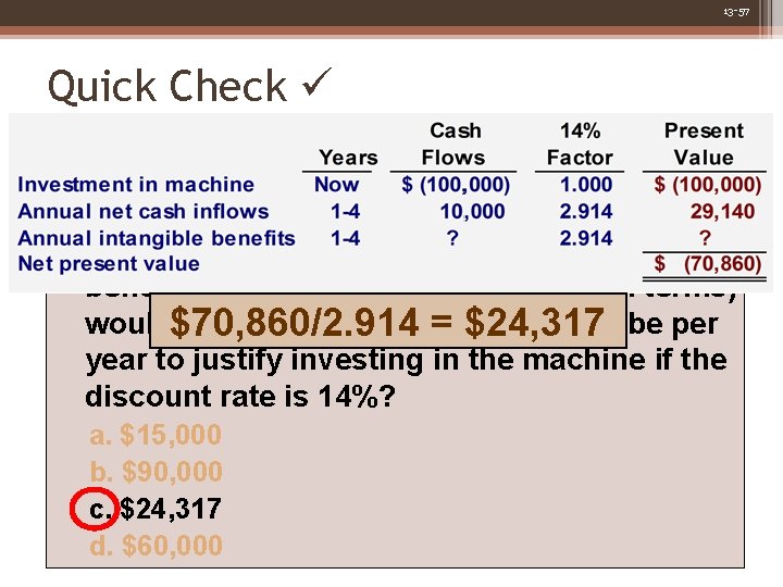 13 -57 Quick Check Bay Architects is considering a drafting machine that would cost