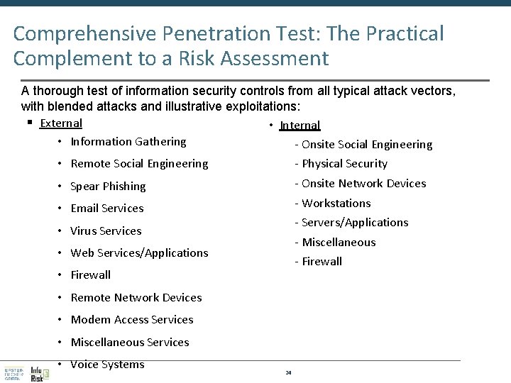 Comprehensive Penetration Test: The Practical Complement to a Risk Assessment A thorough test of
