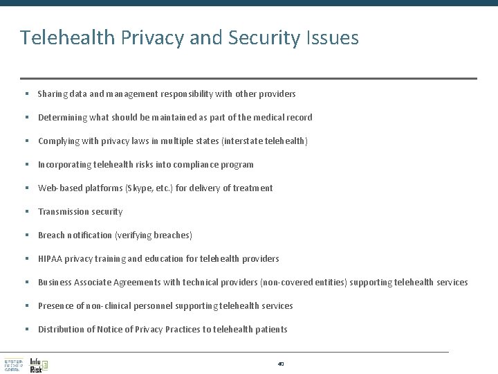 Telehealth Privacy and Security Issues § Sharing data and management responsibility with other providers