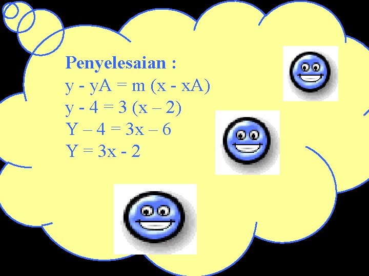 Penyelesaian : y - y. A = m (x - x. A) y -