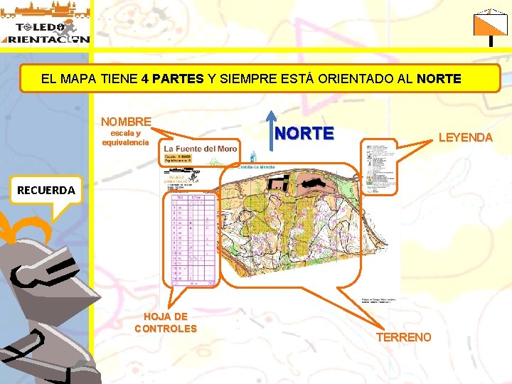 EL MAPA TIENE 4 PARTES Y SIEMPRE ESTÁ ORIENTADO AL NORTE NOMBRE escala y