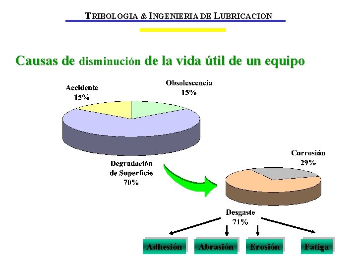 TRIBOLOGIA & INGENIERIA DE LUBRICACION Causas de disminución de la vida útil de un