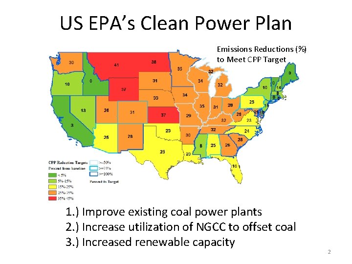 US EPA’s Clean Power Plan Emissions Reductions (%) to Meet CPP Target State CO
