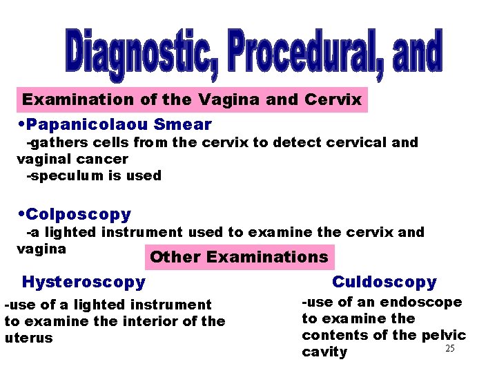 Vaginal & Cervical Examinations Examination of the Vagina and Cervix • Papanicolaou Smear -gathers