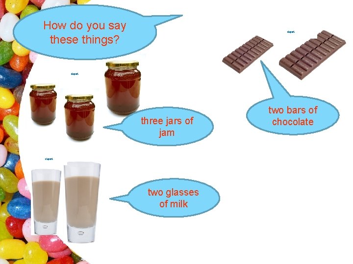 How do you say these things? clipart three jars of jam clipart two glasses