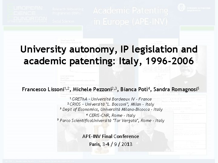 university autonomy ip legislation and academic patenting italy