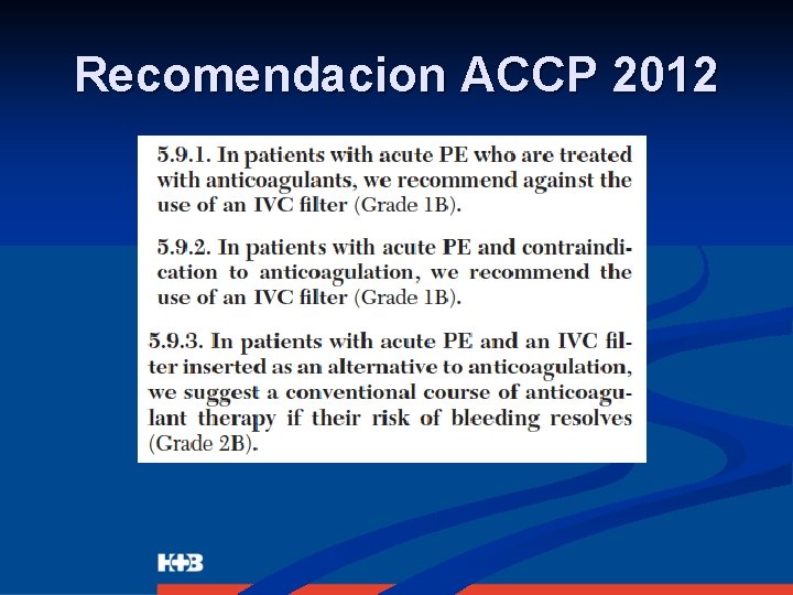 Recomendacion ACCP 2012 