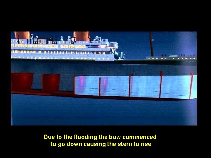 Due to the flooding the bow commenced to go down causing the stern to