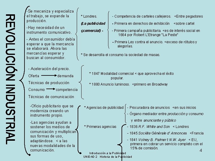 -Se mecaniza y especializa el trabajo, se expande la producción. * Londres. - Competencia