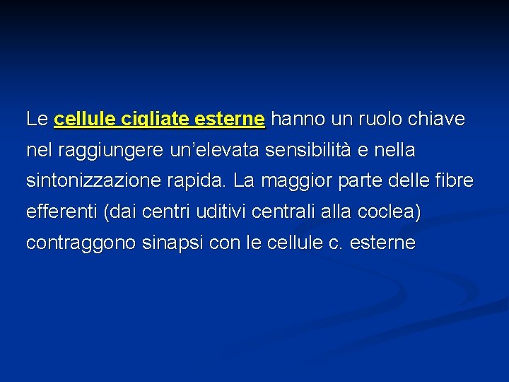 Le cellule cigliate esterne hanno un ruolo chiave nel raggiungere un’elevata sensibilità e nella