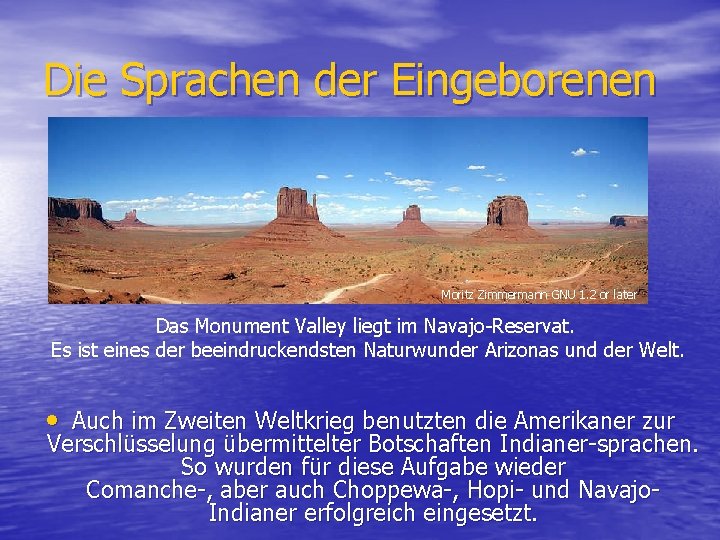 Die Sprachen der Eingeborenen Moritz Zimmermann GNU 1. 2 or later Das Monument Valley