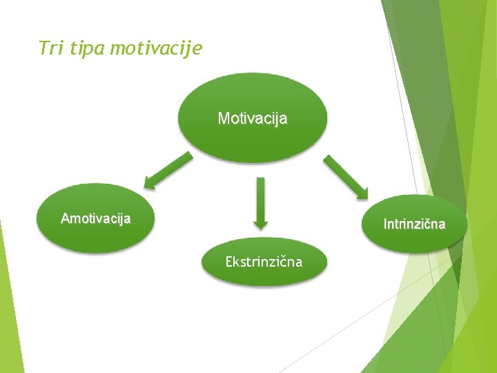 Tri tipa motivacije Motivacija Amotivacija Intrinzična Ekstrinzična 