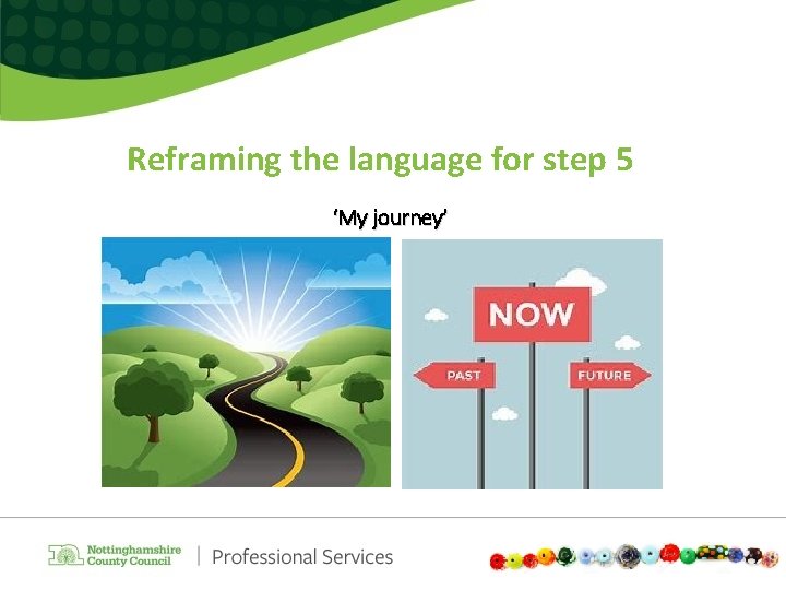 Reframing the language for step 5 ‘My journey’ 
