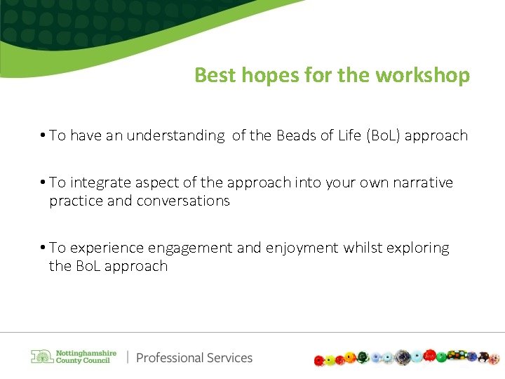 Best hopes for the workshop • To have an understanding of the Beads of