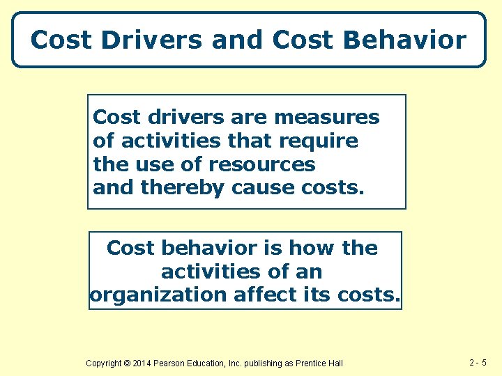 Cost Drivers and Cost Behavior Cost drivers are measures of activities that require the