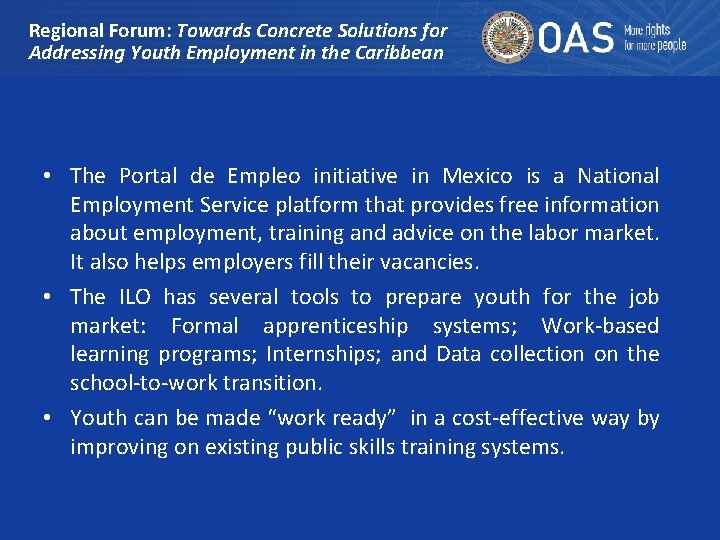 Regional Forum: Towards Concrete Solutions for Addressing Youth Employment in the Caribbean • The